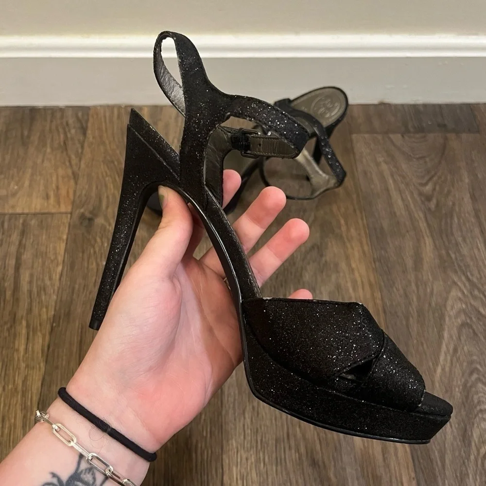 Guess Stunning Glittery Black 6” Heels